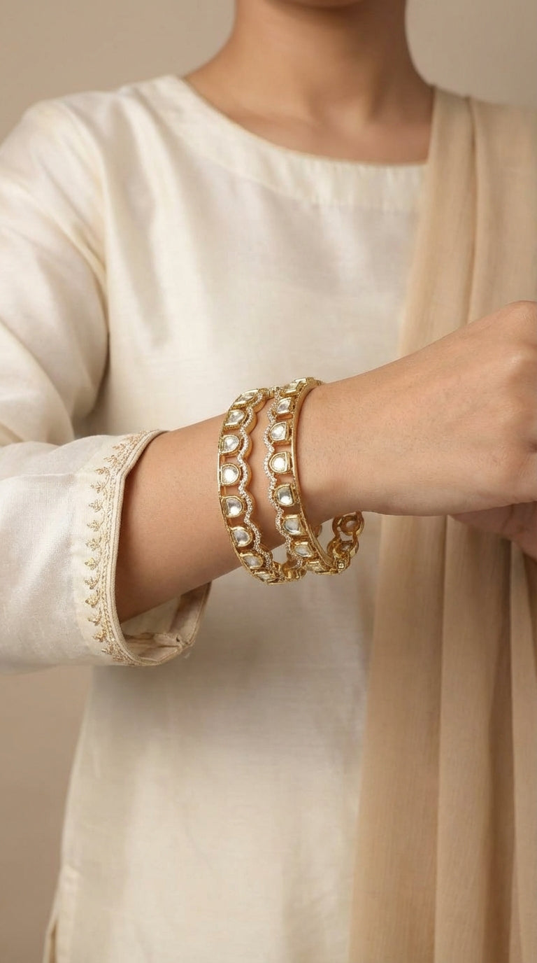 Polki moissanite Bangles - [generated by Eldor AI]