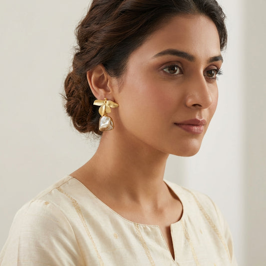 Butterfly Natural Pearl Anti Tarnish Earrings - [generated by Eldor AI]