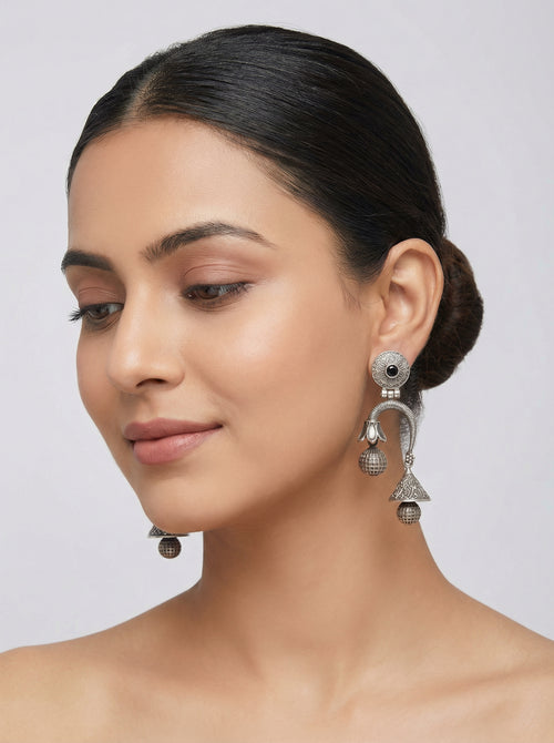 "Panghat" Silverloookalike Jhumka - [generated by Eldor AI]