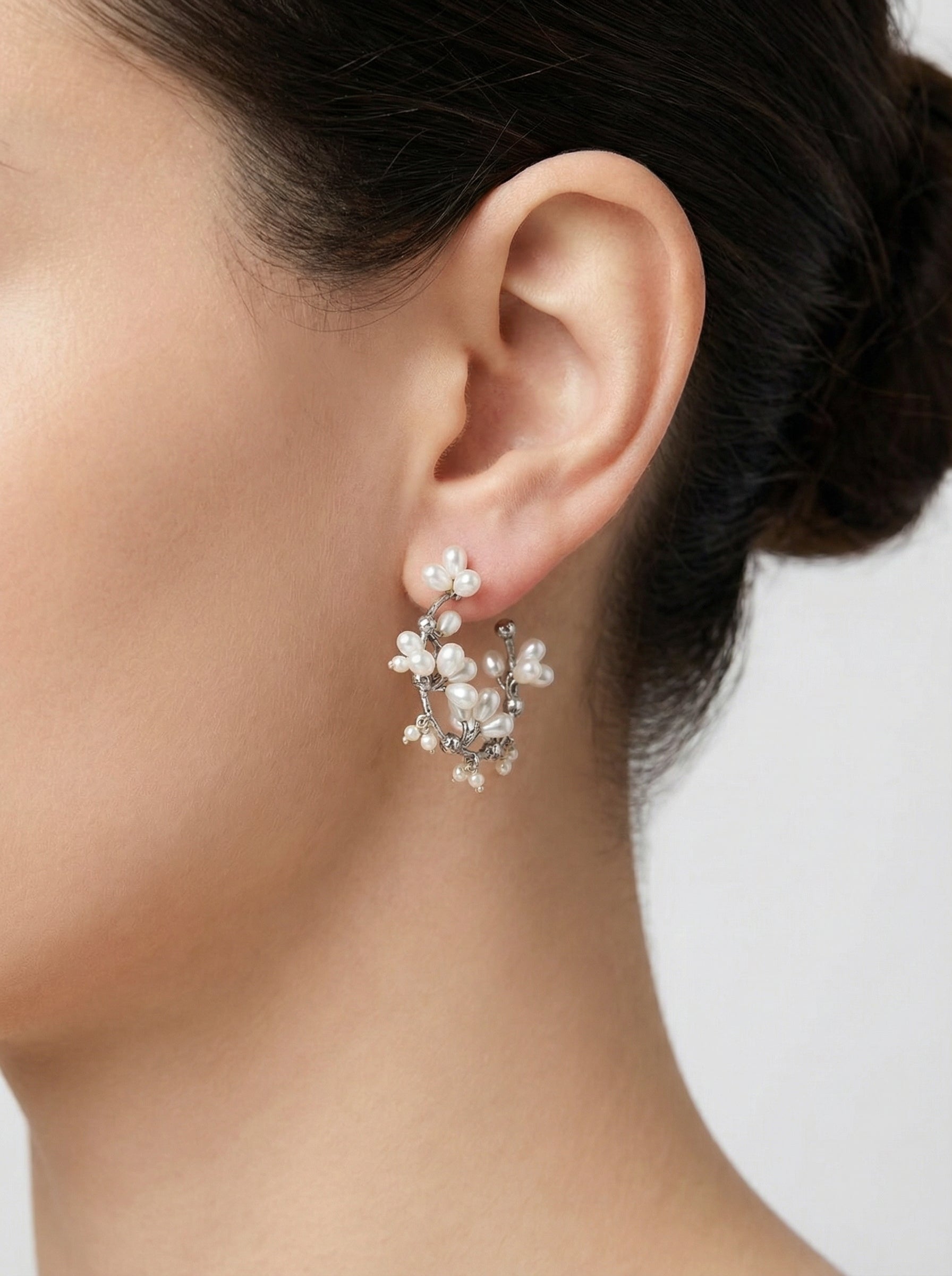 Pearl Clustered Hoop Earrings - [generated by Eldor AI]