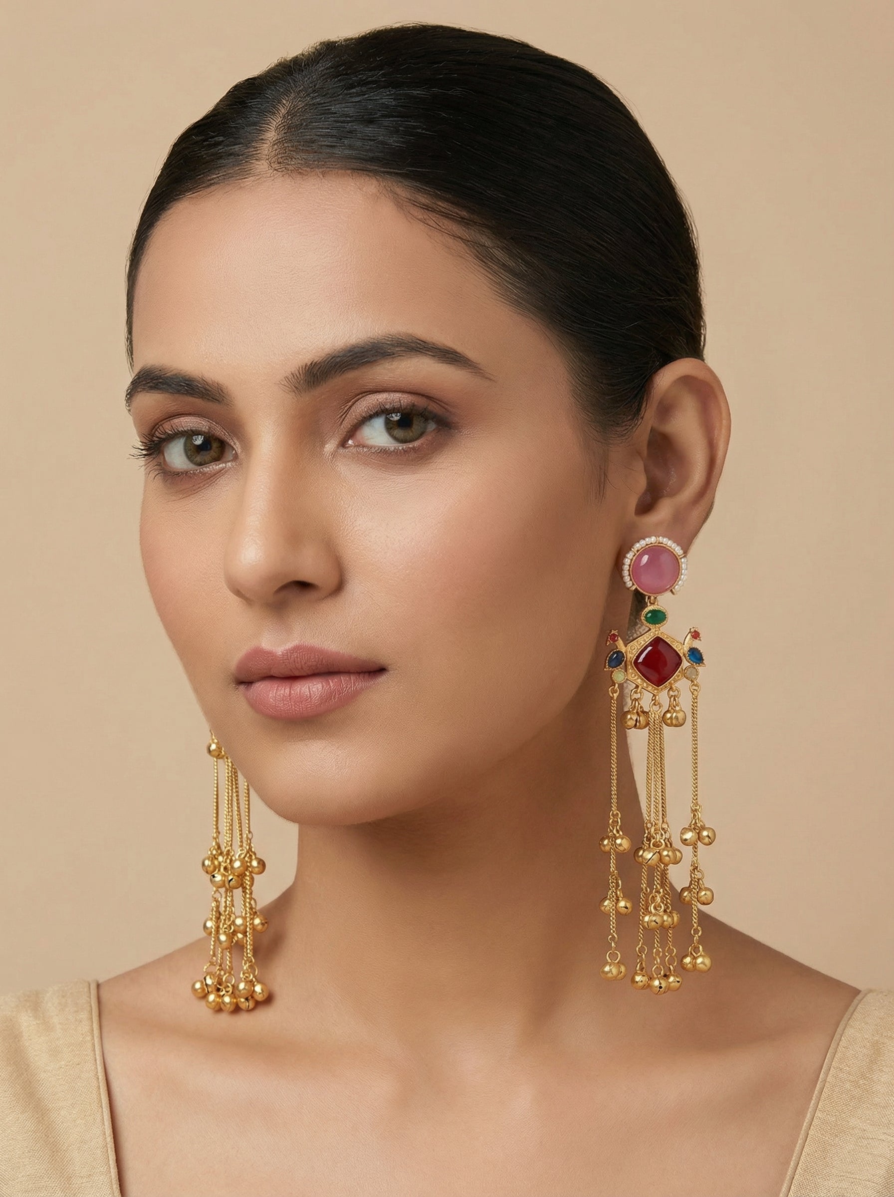 Navratna Kashmiri Earrings - [generated by Eldor AI]
