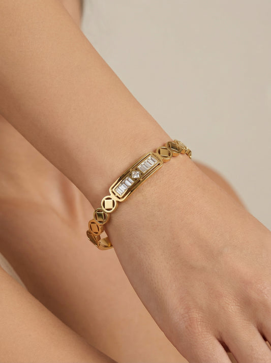 Zirconia Studded Gold Plated Anti Tarnish Bracelet - [generated by Eldor AI]