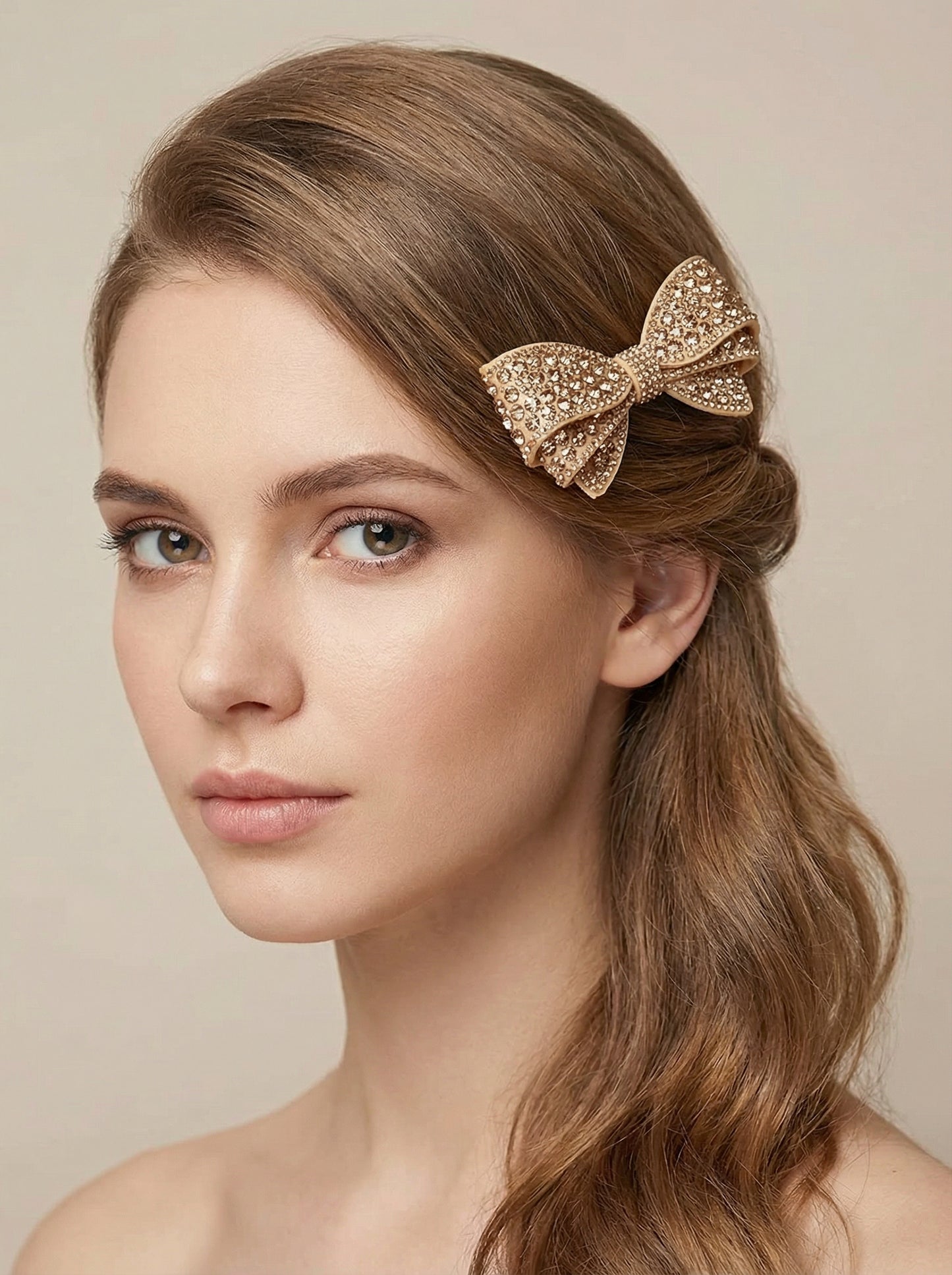 Golden Beads Silicon Base Hair Bow - [generated by Eldor AI]