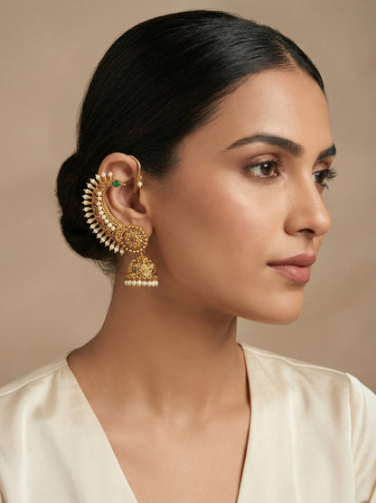 Signature Antique Temple Earcuff jhumka - [generated by Eldor AI]