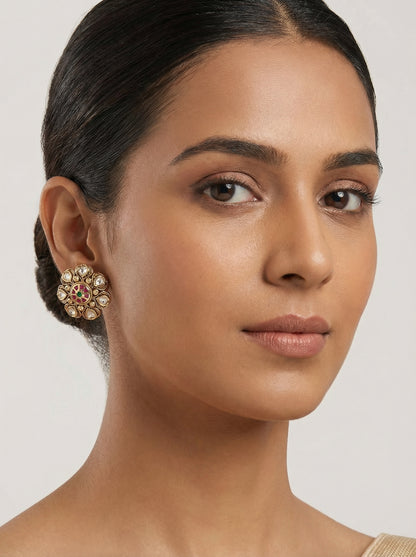 Kundan Polki Kempu Mint Antique Earrings - [generated by Eldor AI]