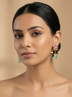 Kempu Mint Jadau Antique  Earrings - [generated by Eldor AI]