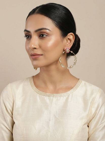 Kundan  Oversized Hoop Earrings - [generated by Eldor AI]