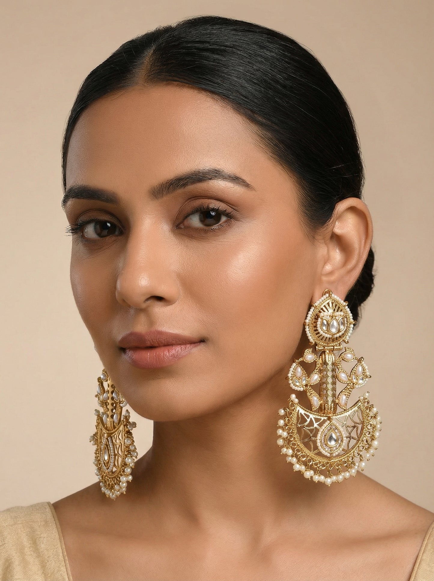 Statement Celebrity kundan Pure Brass Earrings - [generated by Eldor AI]