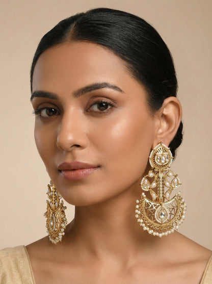 Statement Celebrity kundan Pure Brass Earrings - [generated by Eldor AI]