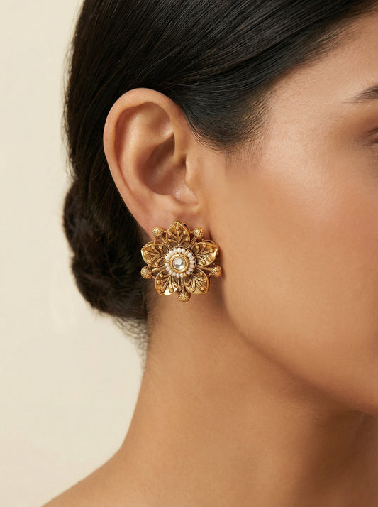 Floral Antique Stud Earrings - [generated by Eldor AI]