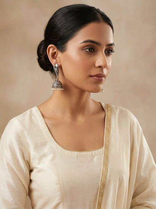 "Maina" Silverlookalike Jhumka - [generated by Eldor AI]