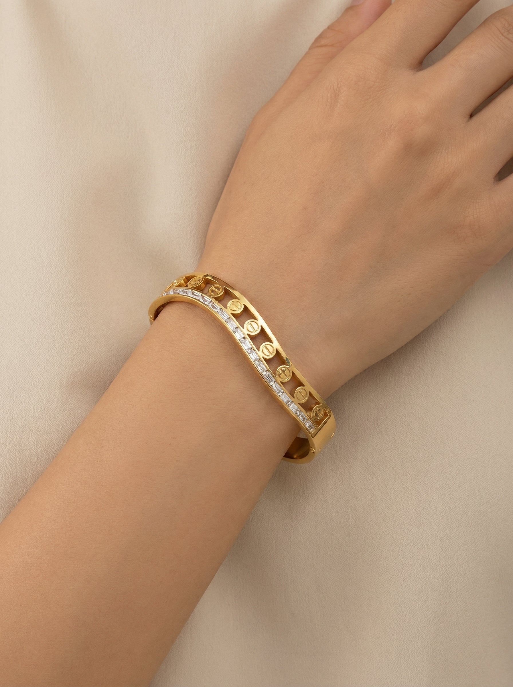 Zirconia Studded Gold Plated Anti Tarnish Bracelet - [generated by Eldor AI]