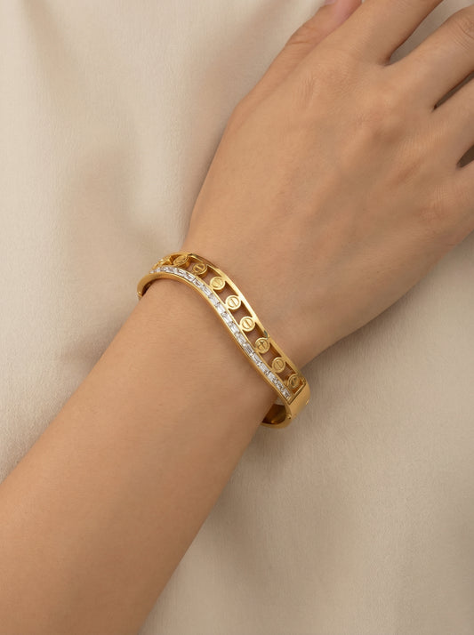 Zirconia Studded Gold Plated Anti Tarnish Bracelet - [generated by Eldor AI]