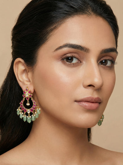 Polki Kempu Mint Earrings - [generated by Eldor AI]