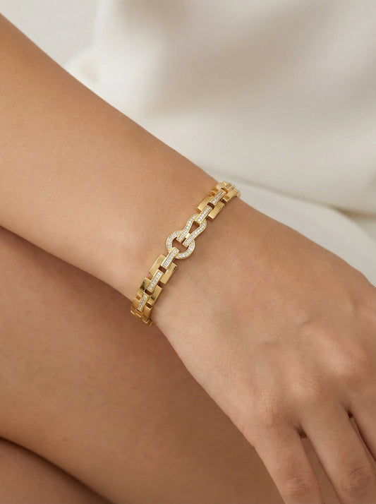 Zirconia Studded Gold Plated Anti Tarnish Bracelet - [generated by Eldor AI]