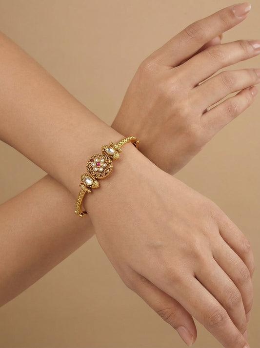 Antique Temple Kundan Openable Bracelet - [generated by Eldor AI]