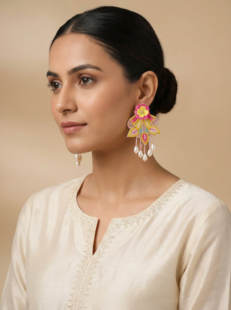 Satrangi Beads Pearl Handmade Earrings - [generated by Eldor AI]