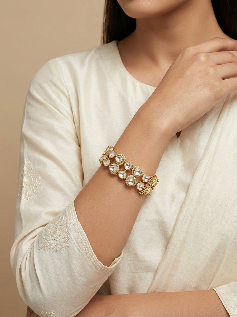 Royal Kundan  Moissanite Lockable Bangles - Single - [generated by Eldor AI]