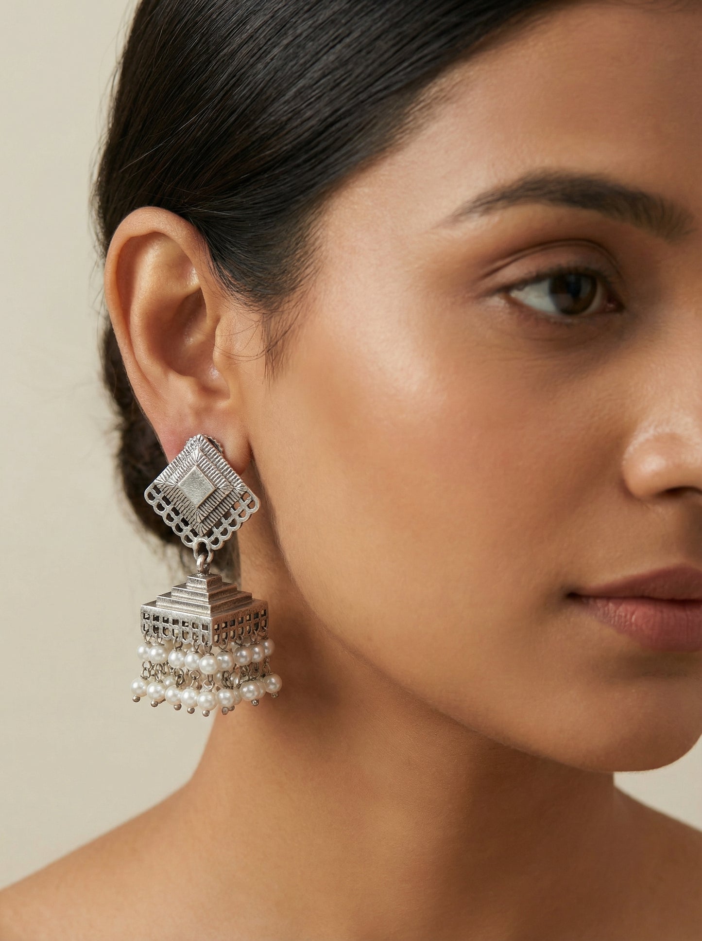 Silver Malhar jhumka - [generated by Eldor AI]