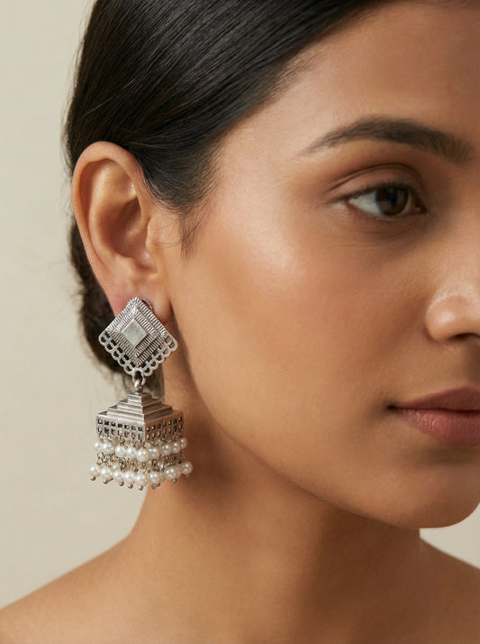 Silver Malhar jhumka - [generated by Eldor AI]