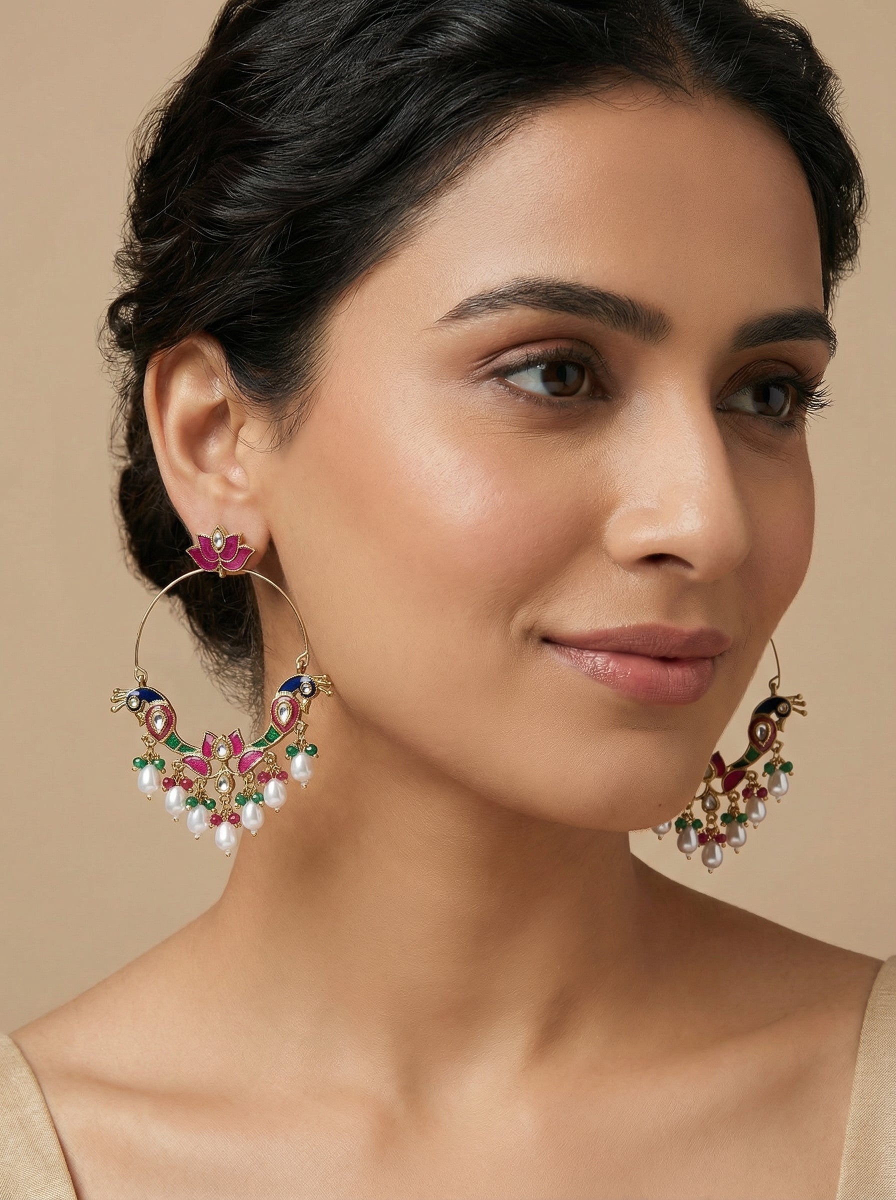 Statement Peacock Rangeela Lotus Chandbali - [generated by Eldor AI]