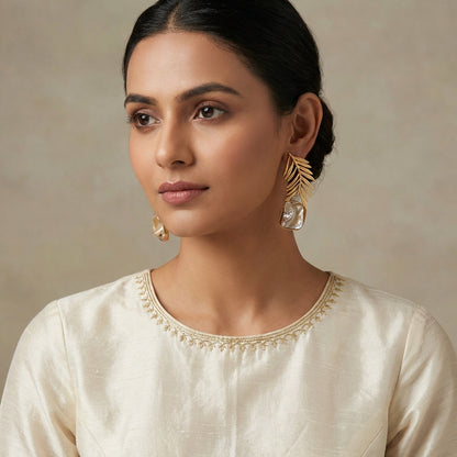 Natural Stone Feather Anti Tarnish Earrings - [generated by Eldor AI]