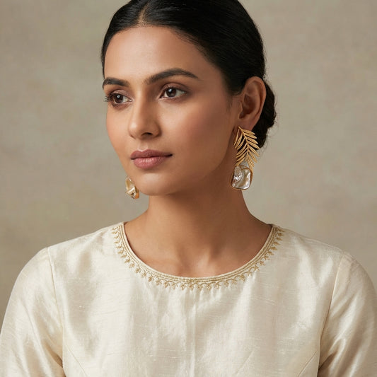 Natural Stone Feather Anti Tarnish Earrings - [generated by Eldor AI]