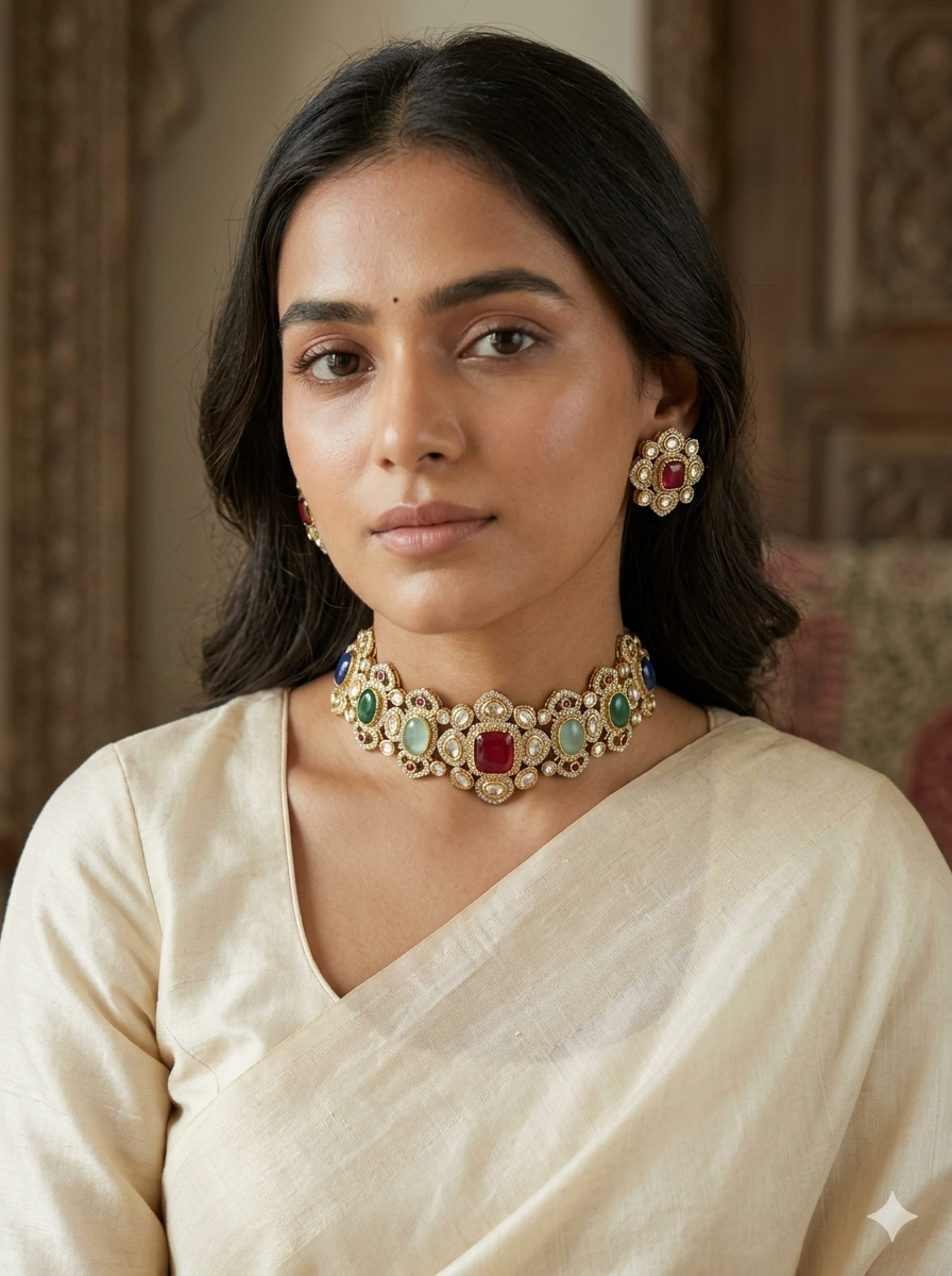 Nvaratna Celebrity Styled Choker Set