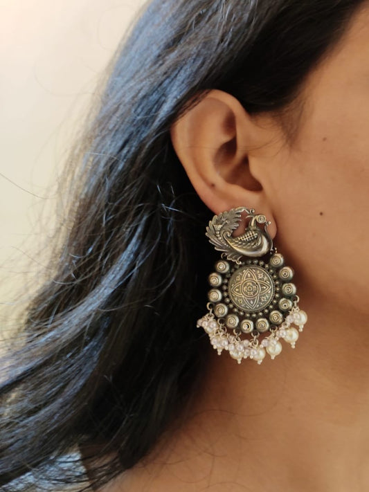 Swarn Zirconia Silverlookalike Pearl Earrings