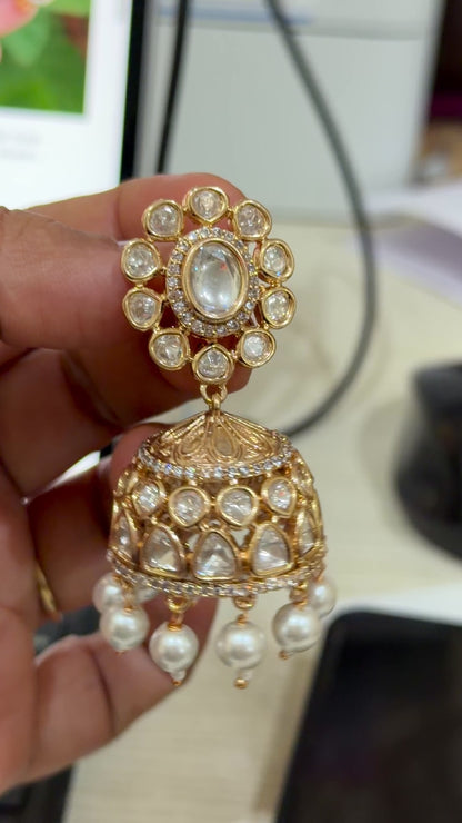 Statement Moissanite Polki Jhumka