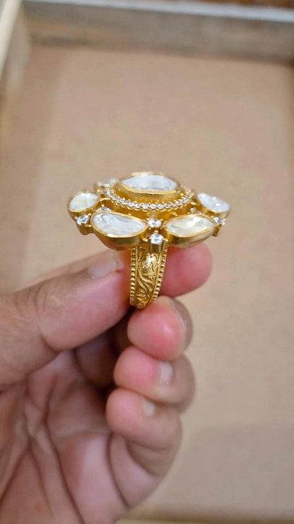 Statement Moissanite Polki Ring