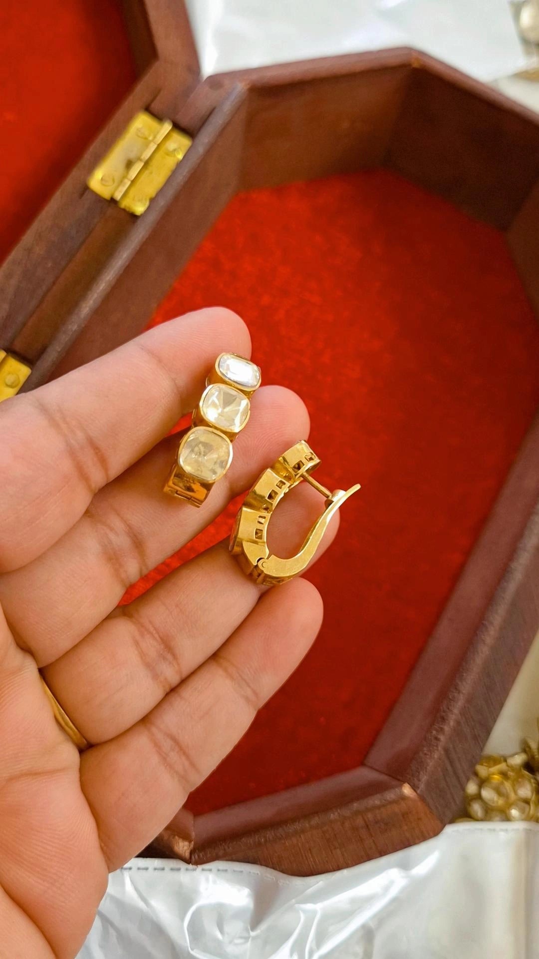 Elegant Moissanite Polki Balli Earrings