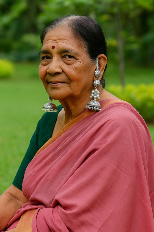 "Shingaar" Signature Layered Jhumka with Pearl Earchain