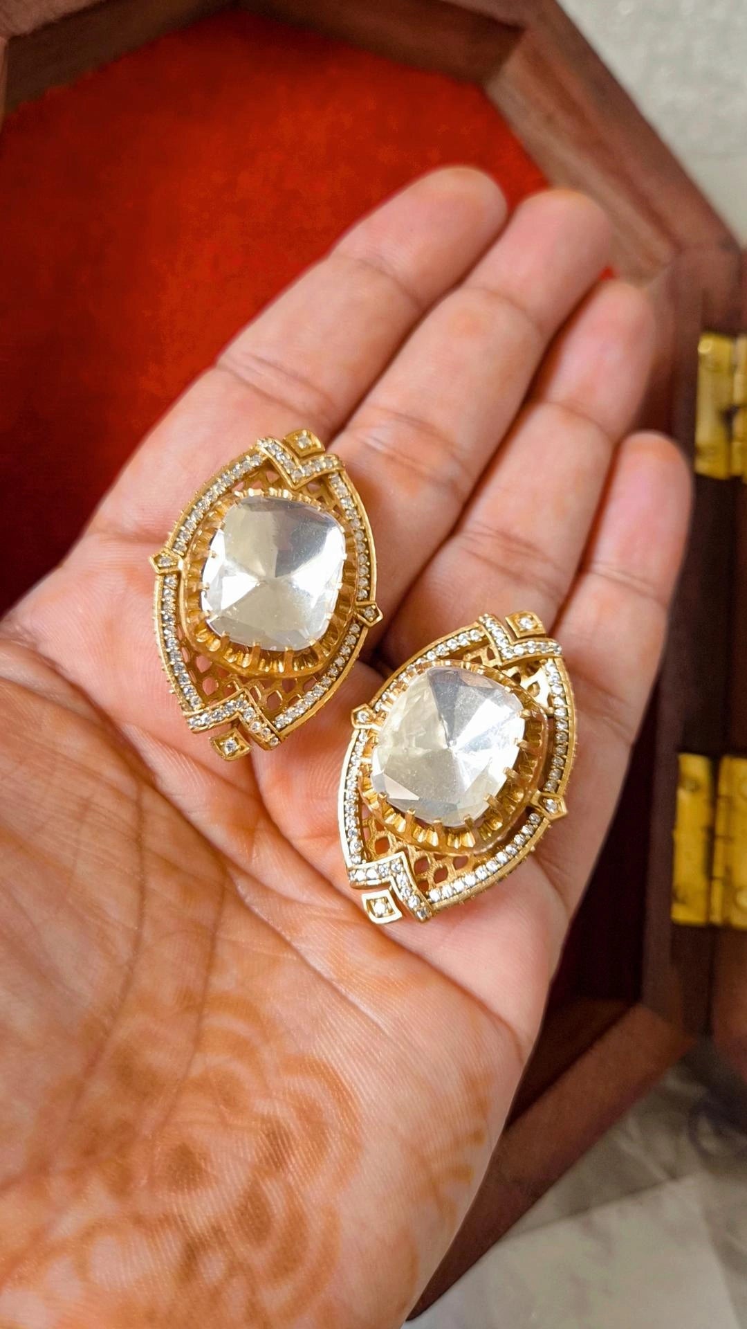 Statement Evil Eye Polki Moissanite Studs with Screw Back