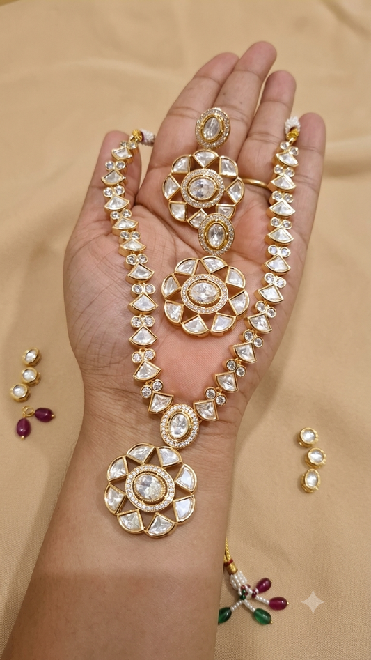 Statement Moissanite Long Necklace Set