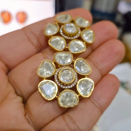 Uncut Polki Moissanite Studs