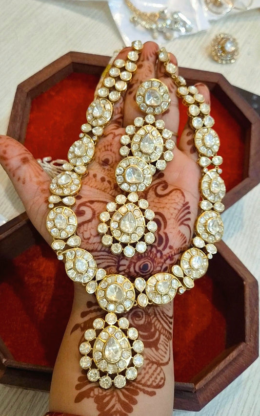 Kadambari Statement Moissanite Polki Pearl Choker Earrings Maangtikka Set