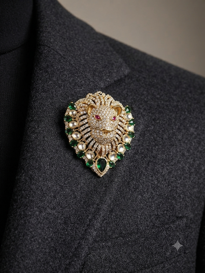Royal Lion Faux Diamond Luxe Unisex Brooch