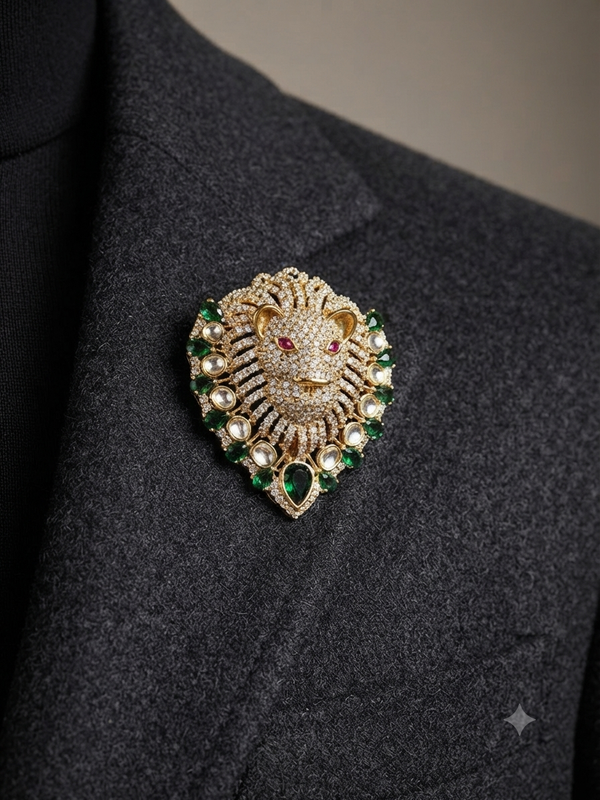 Royal Lion Faux Diamond Luxe Unisex Brooch