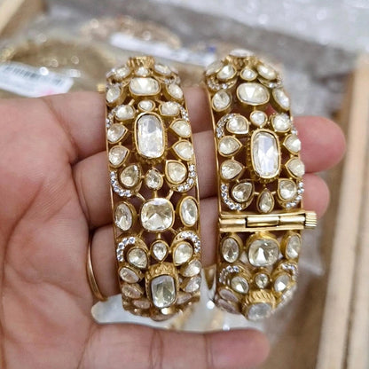Apsara Statement Polki Screw Openable Bangles - Pair