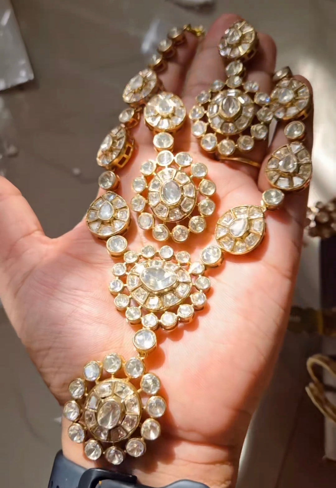 Pritam Moissanite Sunheri Polki  Statement Necklace Set