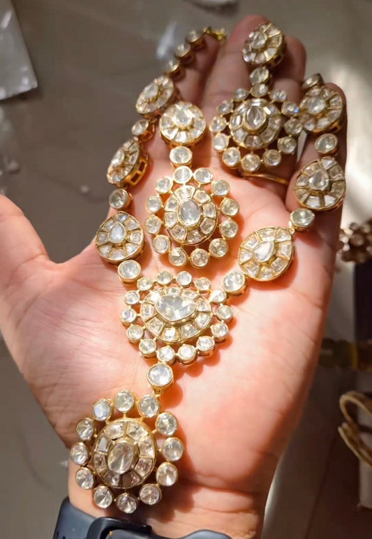 Pritam Moissanite Sunheri Polki  Statement Necklace Set