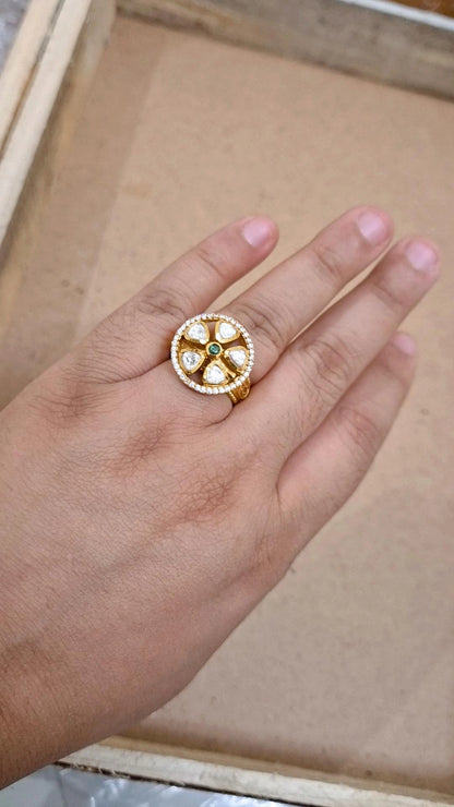 Quant Moissanite Polki Ring