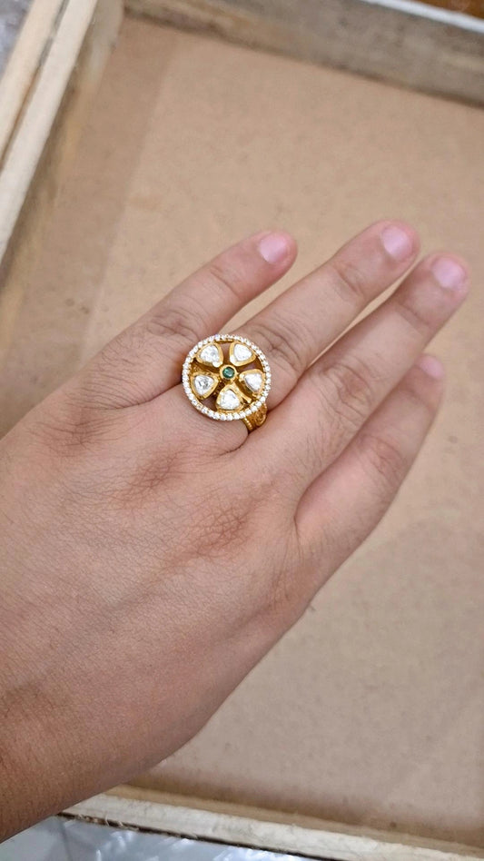 Quant Moissanite Polki Ring