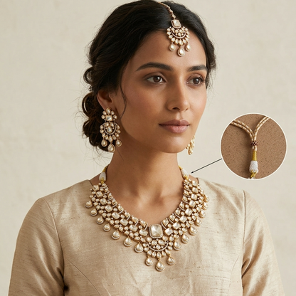 Kalyani Moissanite Sunheri Polki Necklace set