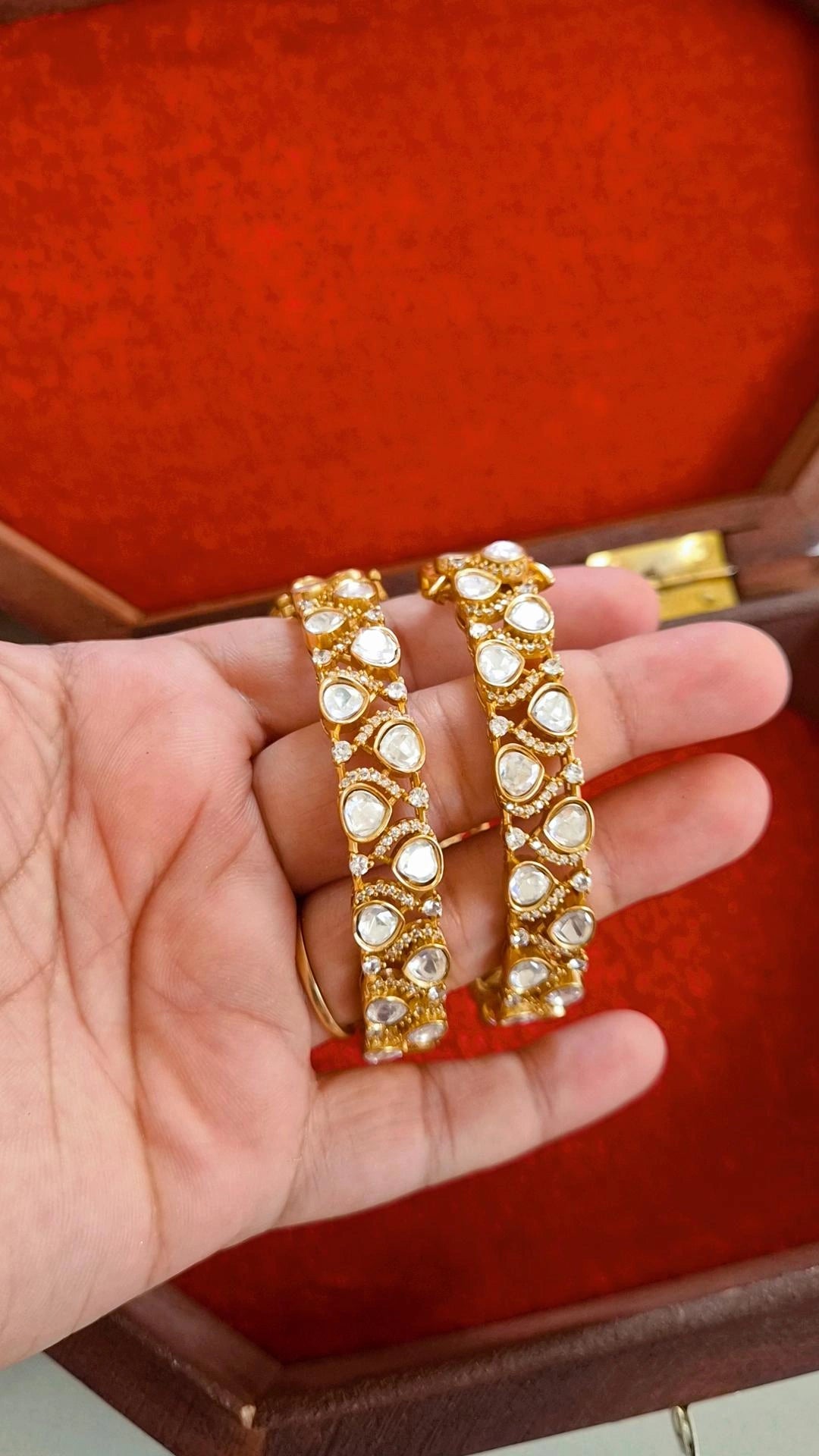 Diva Statement Polki Screw Openable Bangles - Pair