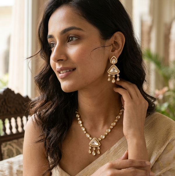 Signature Moissanite Polki Necklace Set