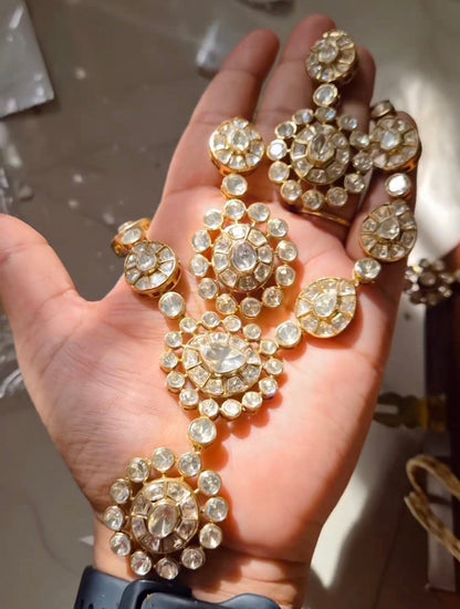 Pritam Moissanite Sunheri Polki  Statement Necklace Set