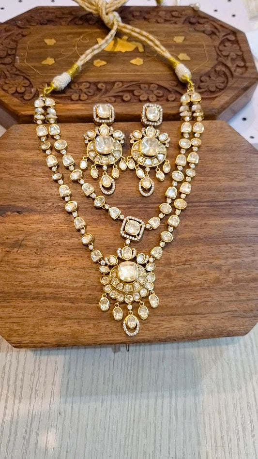 Saagi Statement Moissanite Polki Necklace Set
