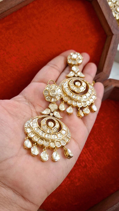 Aishwarya Signature Moissanite Polki Chandbali